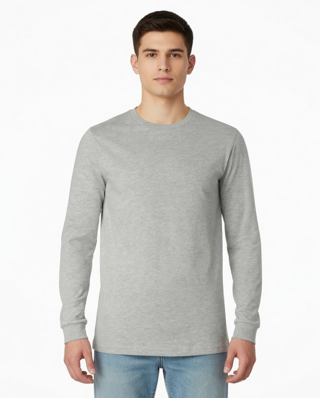 BELLA + CANVA Heather CVC Long Sleeve Crewneck T-Shirt for Layering Style & Custom Print Essential Tee